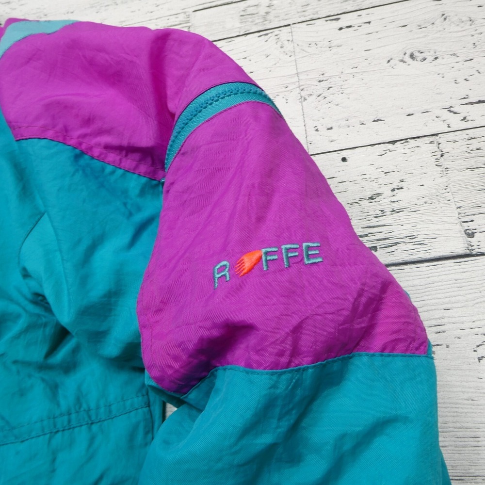 VINTAGE Roffe Jacket Mens XL Green Purple Ski 90s USA Union Made Retro Insulated - Picture 2 of 10